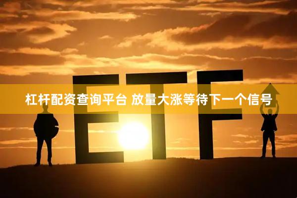 杠杆配资查询平台 放量大涨等待下一个信号